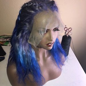 Custom Wig Purple Silver Blue